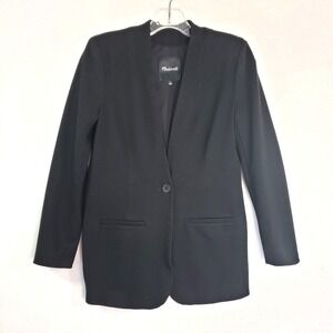 Madewell Blazer Womens‎ 2 Black One Button Viscose Workwear Career Jacket Office